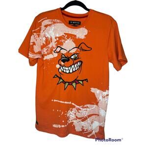 Black Pike Orange Black Short Sleeve Bulldog Splatter T-Shirt Size Medium?